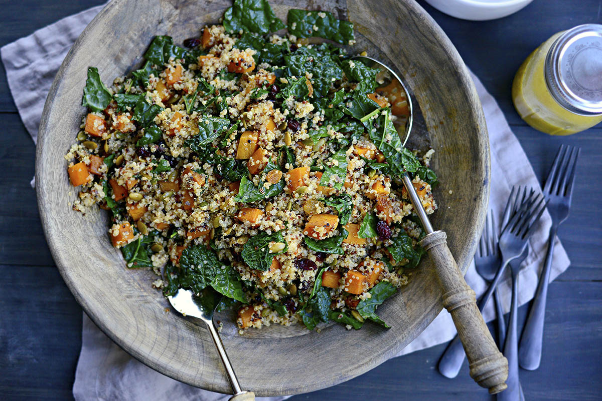 Kale Salad With Pears, Squash, And Broccoli